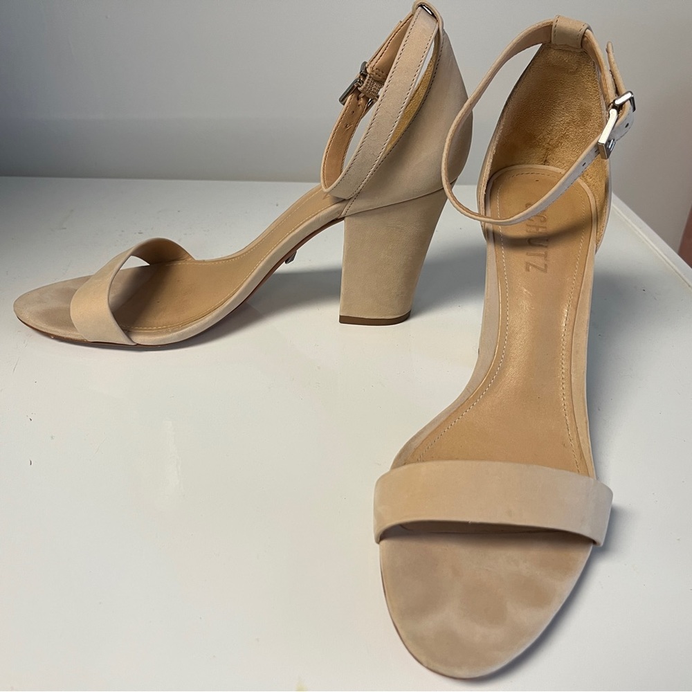 Enida Suede Ankle Strap Block-Heel Sandals